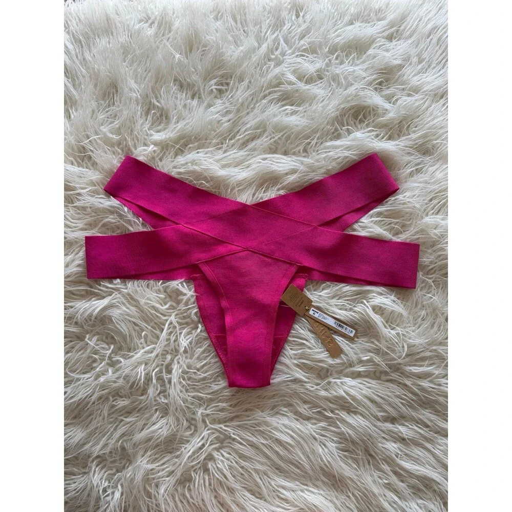 Skims Swim Knit Strappy Bikini Bottom Magenta Size 3X